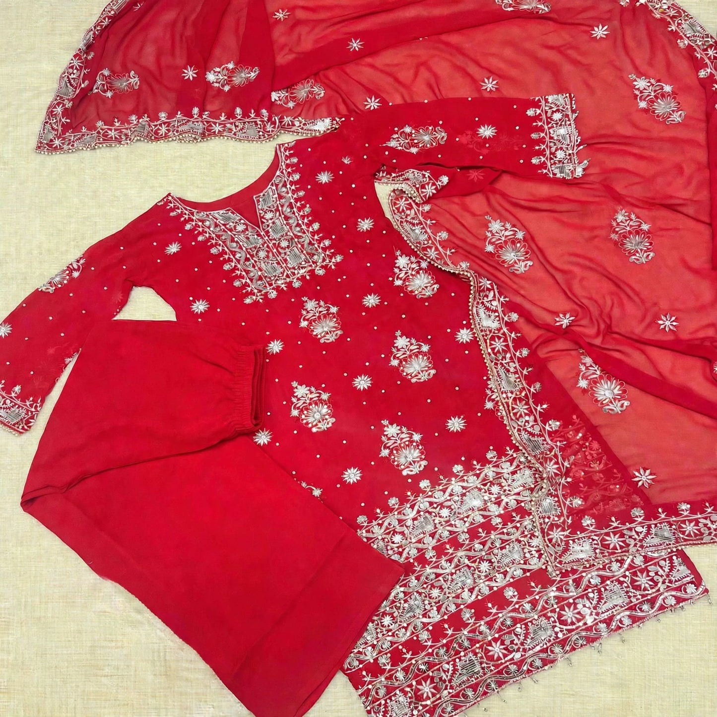Heavy embroidered salwar kameej and palazzo set