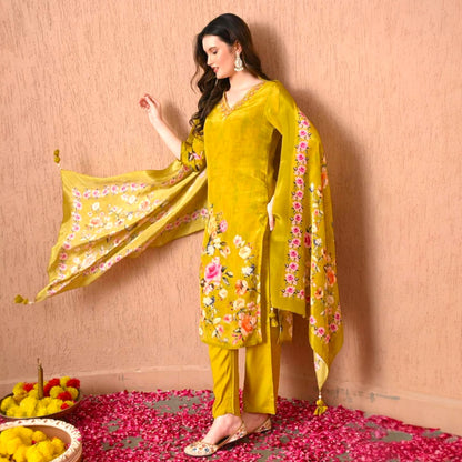 Floral straight kurta set