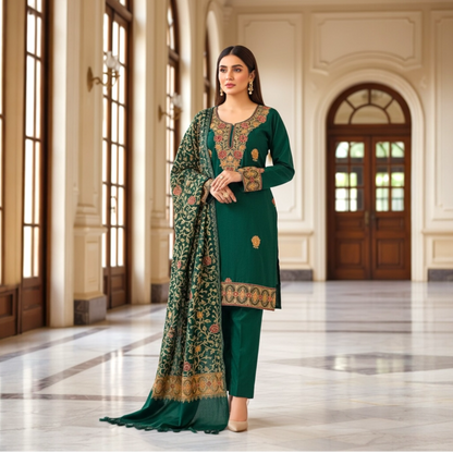 Customized embroidered winter kurta set