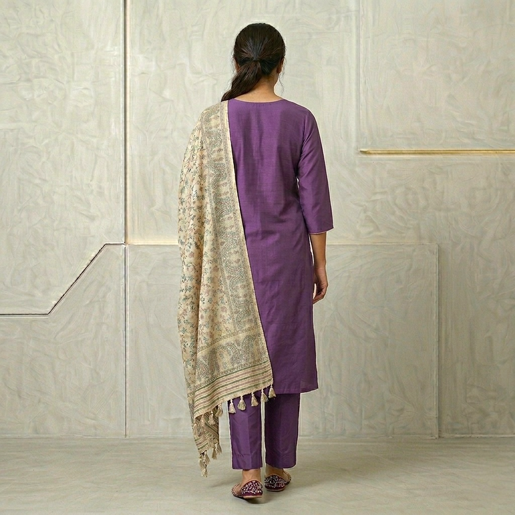 Pure Chanderi Embellished A-Line Kurta Set