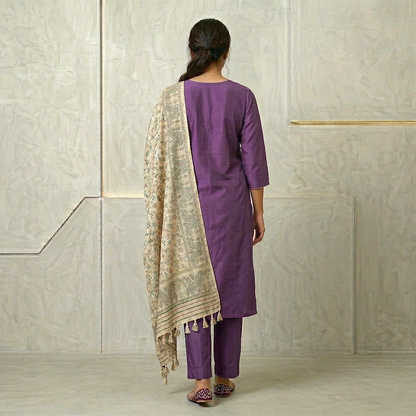 Pure Chanderi Embellished A-Line Kurta Set