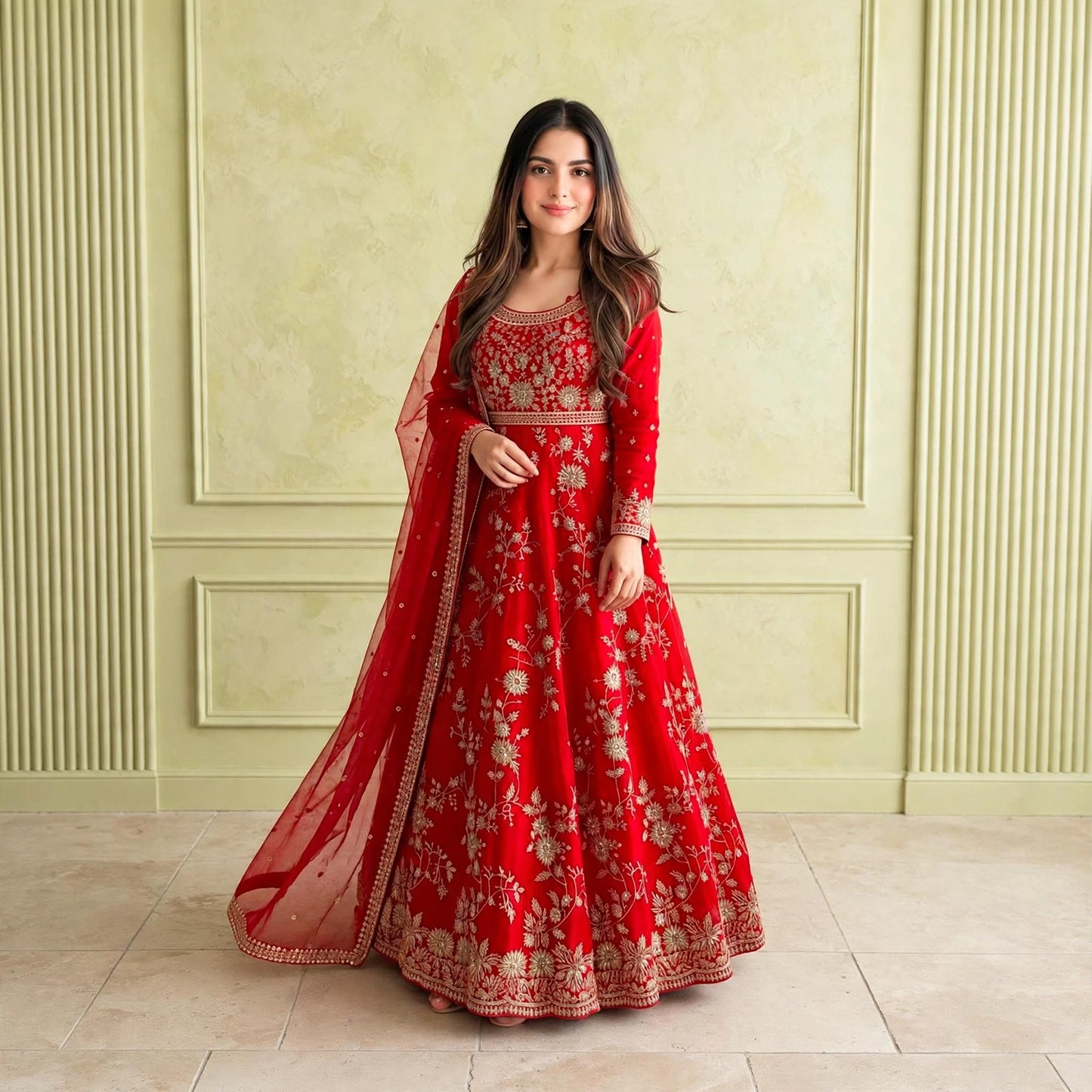 Floor-length Anarkali gown set