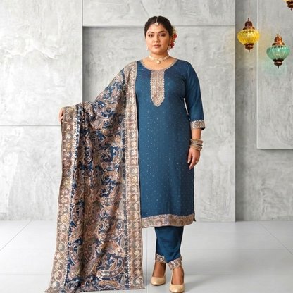 Plus size kalki style straight-fit kurta set