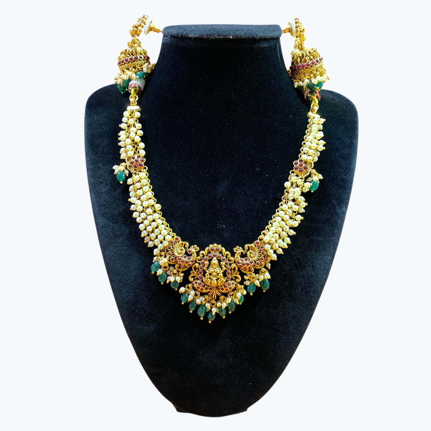 Goddess laxmi temple necklace with earrings set