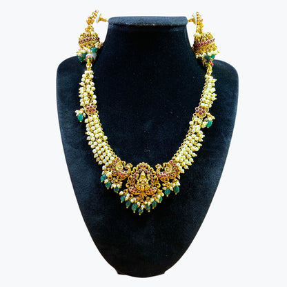 Goddess laxmi temple necklace with earrings set