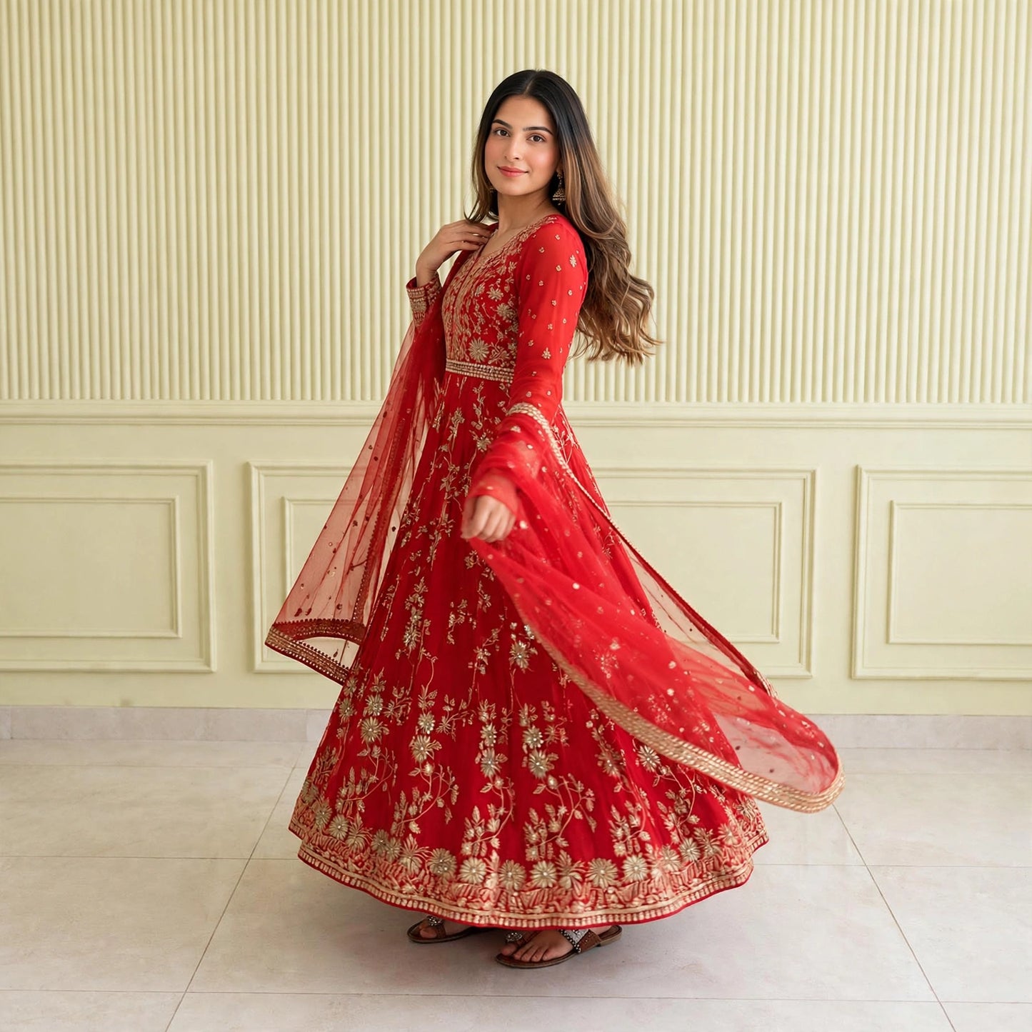 Floor-length Anarkali gown set