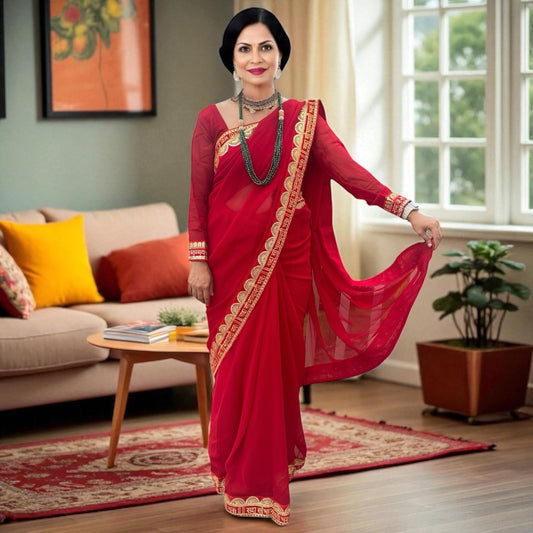 Ready to wear Sada Saubhagyavati sari with blouse.