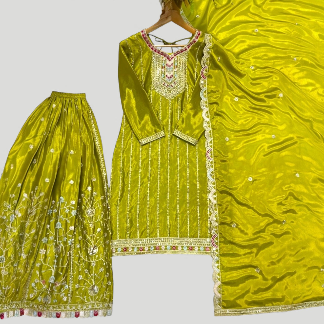 Heavy Embroidered designer Sharara Suit Set