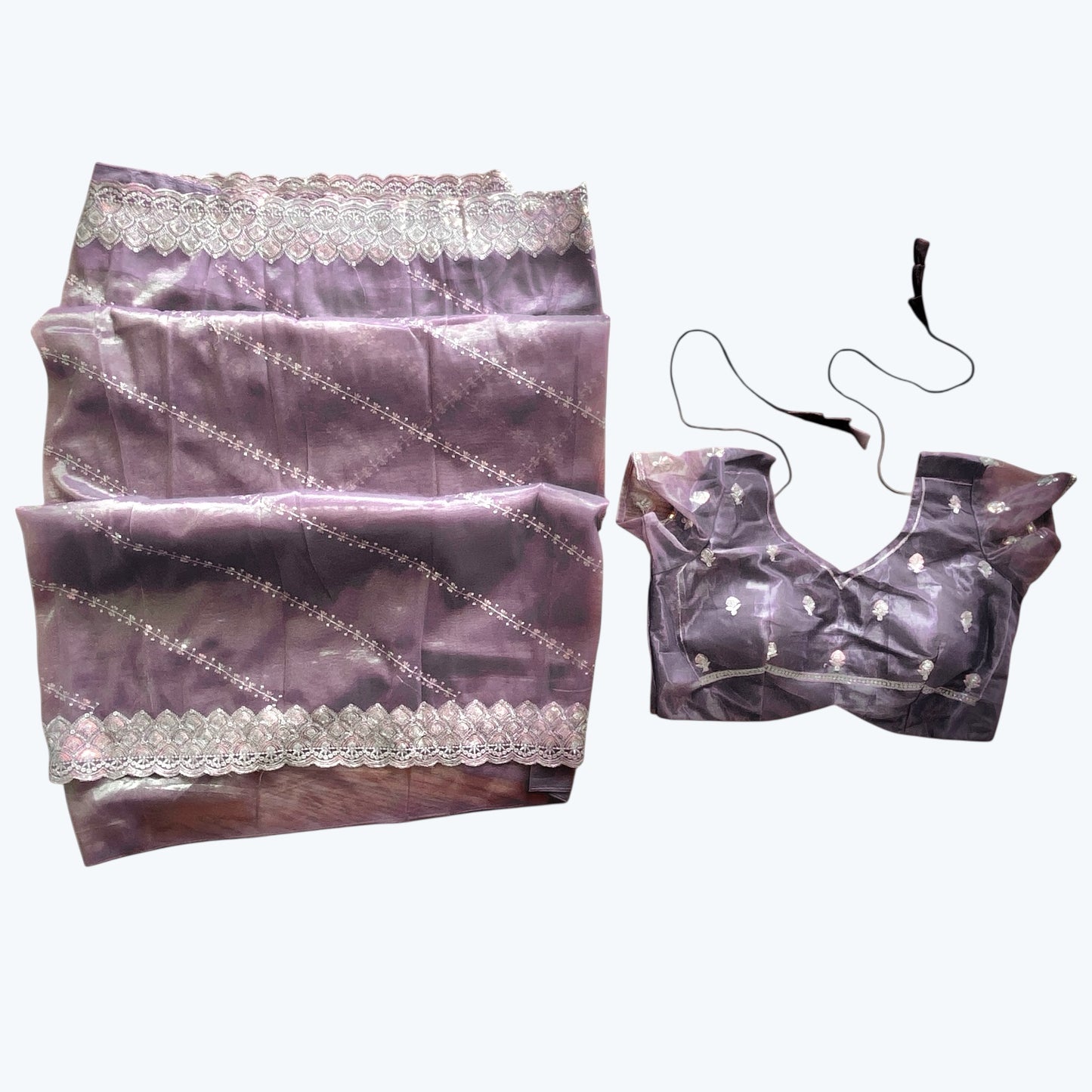 Zari work boutique saree and blouse set