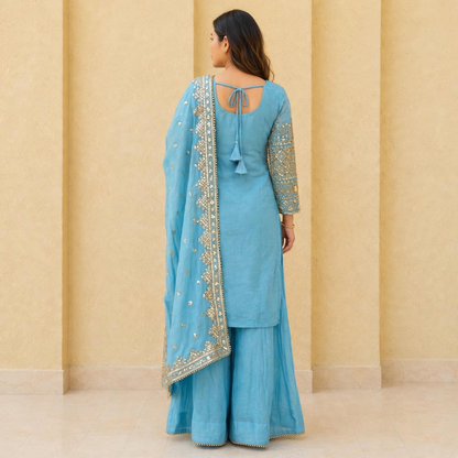 Sequence Embroidery Palazzo kurta Set