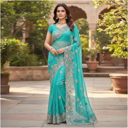 Floral boutique saree with blouse set