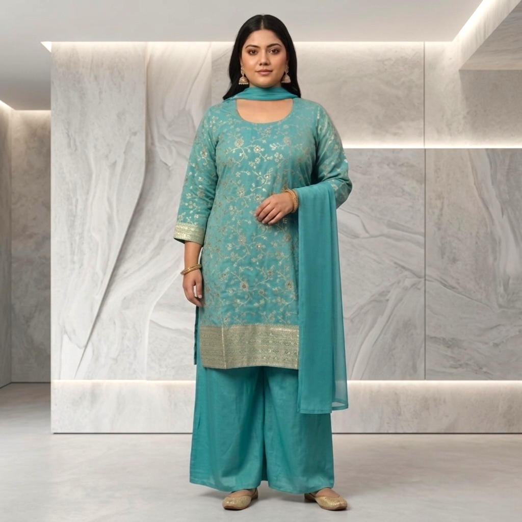 Plus size jaipuri palazzo suit set