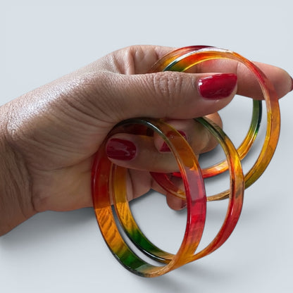 Om Sawan rainbow glass bangles