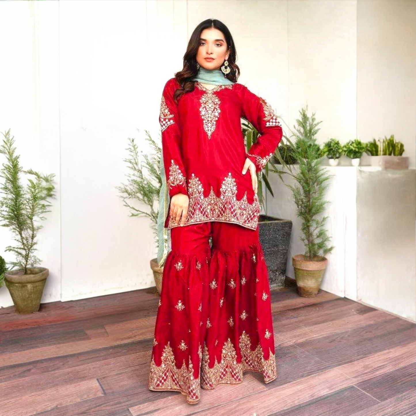 Mother-Daughter combo Set with Embroidery and Sequence Work