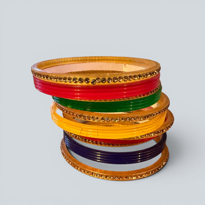 Multi color wide size bangles for occasions.