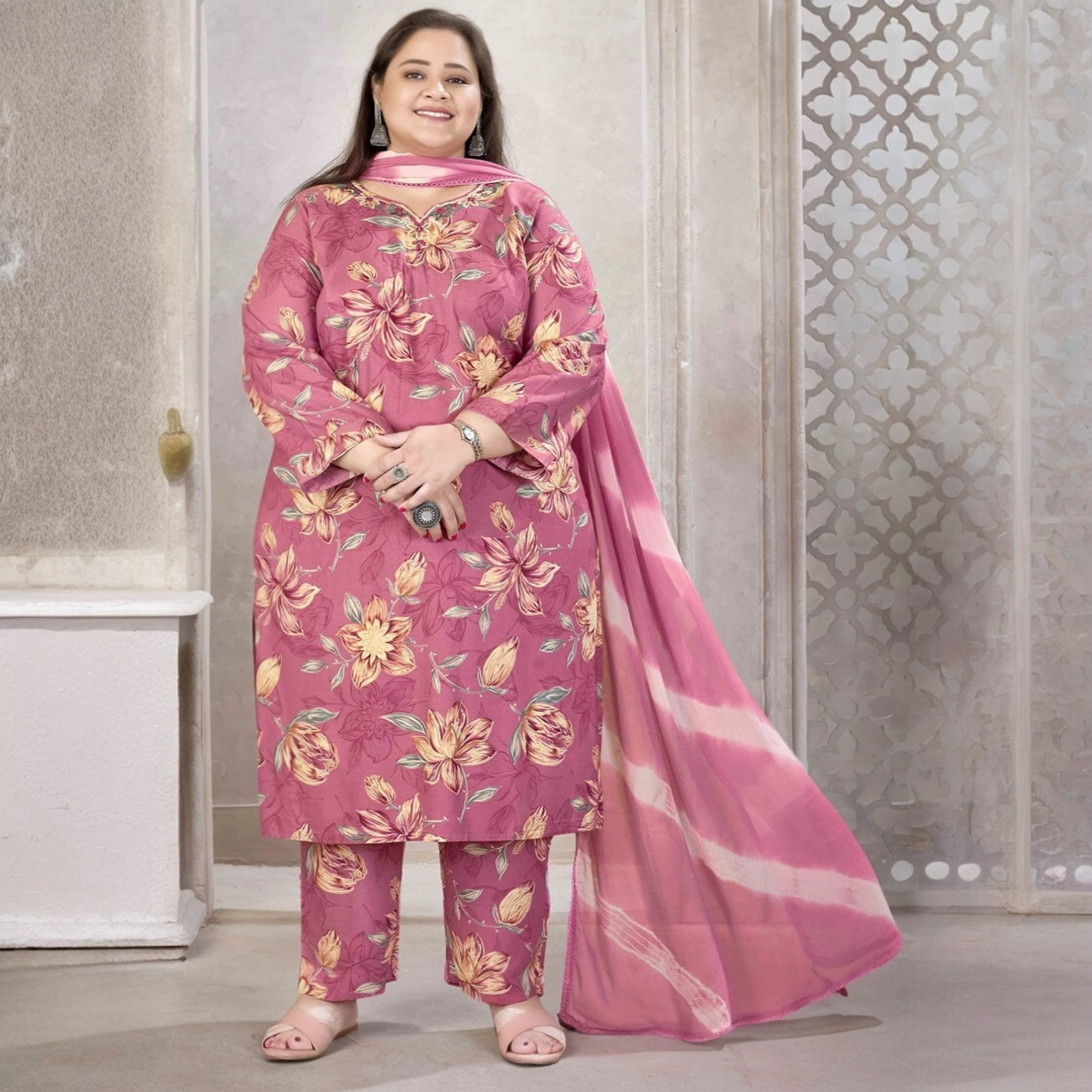 Moksh international plus size kurta set