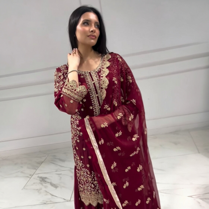 Plus size palazzo Suit With Dupatta For Party Wear