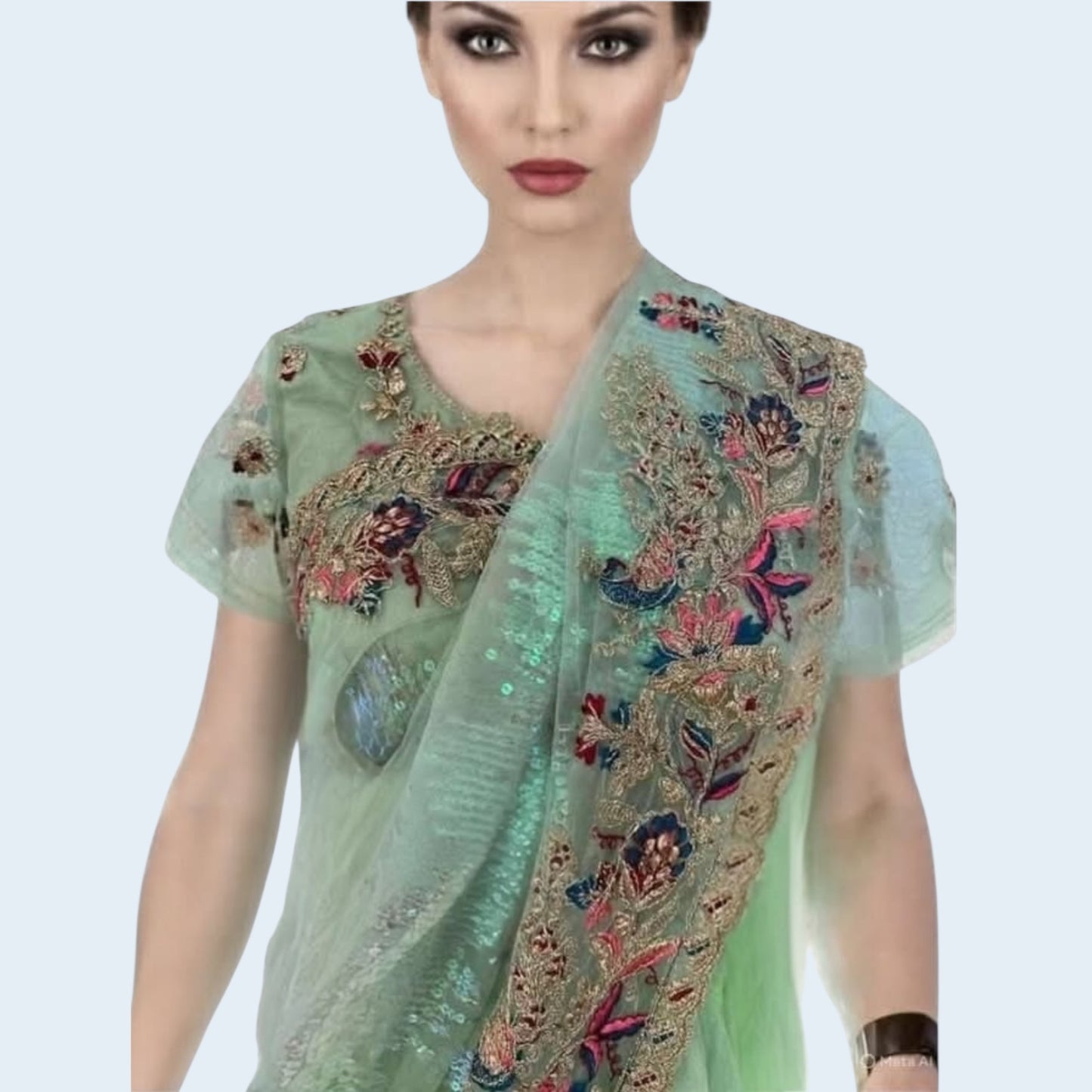 Sequins boutique saree and blouse set.