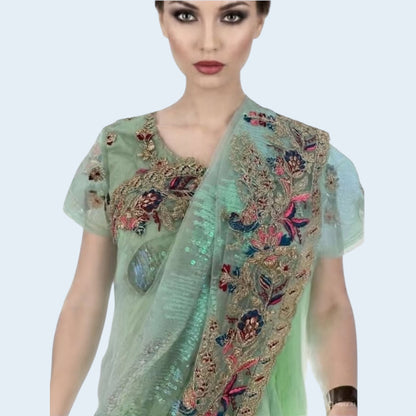 Sequins boutique saree and blouse set.