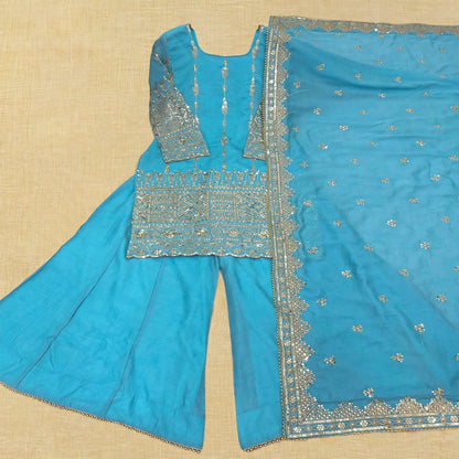 Sequence Embroidery Palazzo kurta Set