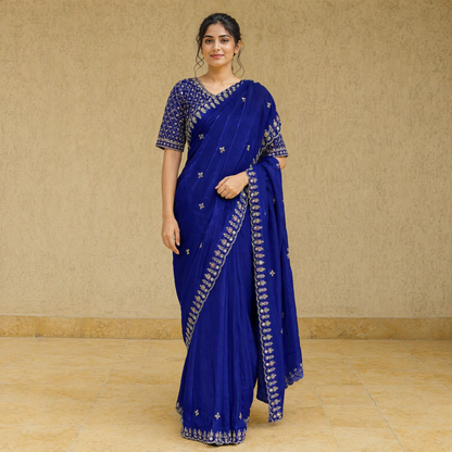 Ready to wear sequined saree and blouse set