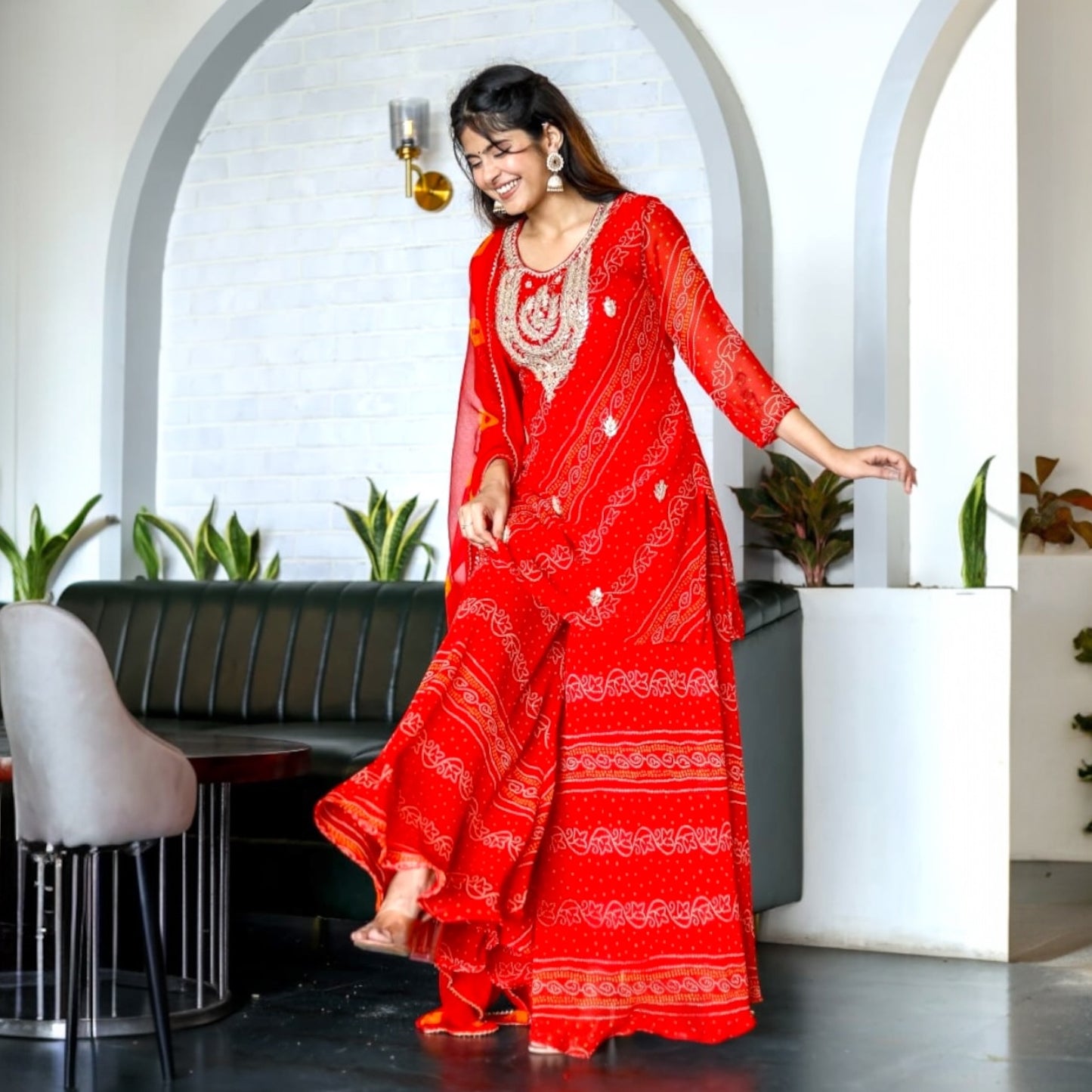 Bandhani print plazo set