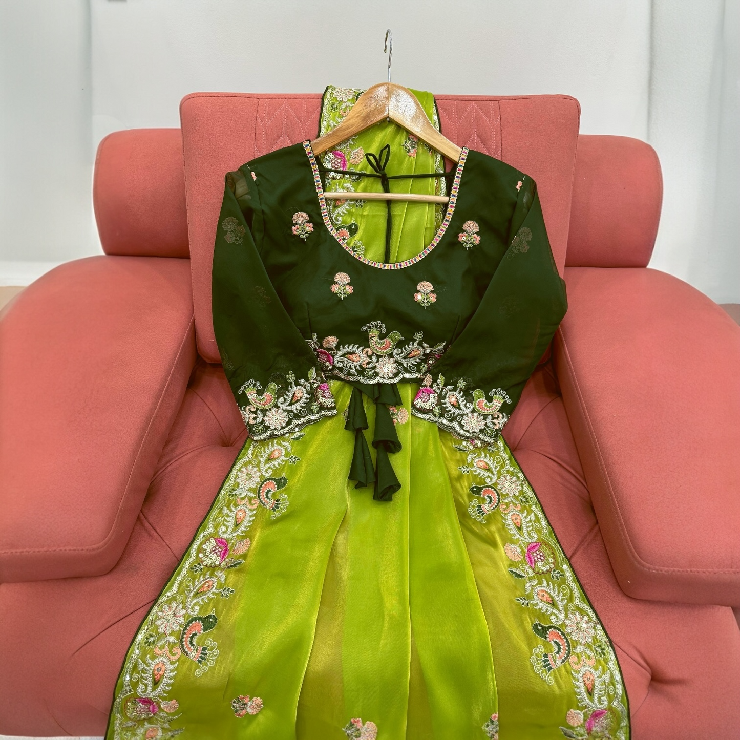 Sequin embroidered designer saree set