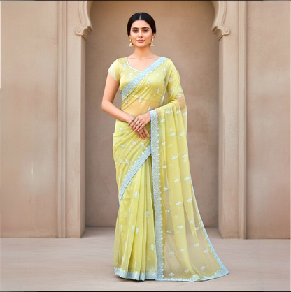 Net saree and blouse set