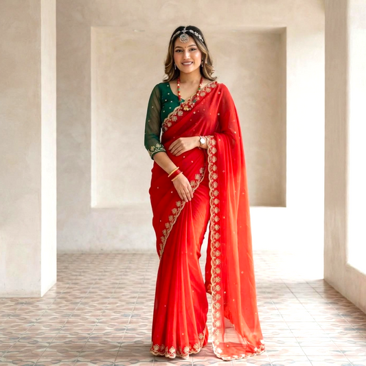 Customized blouse with lightweight saree