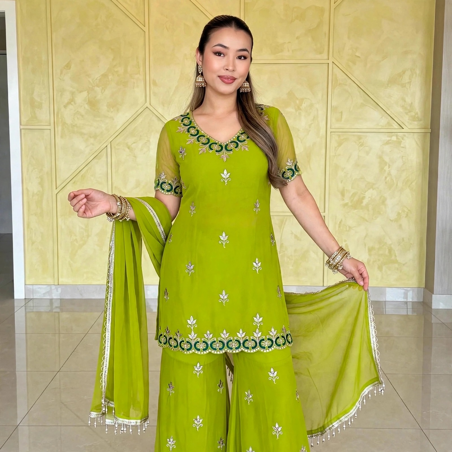 90's-inspired short kurti palazzo set
