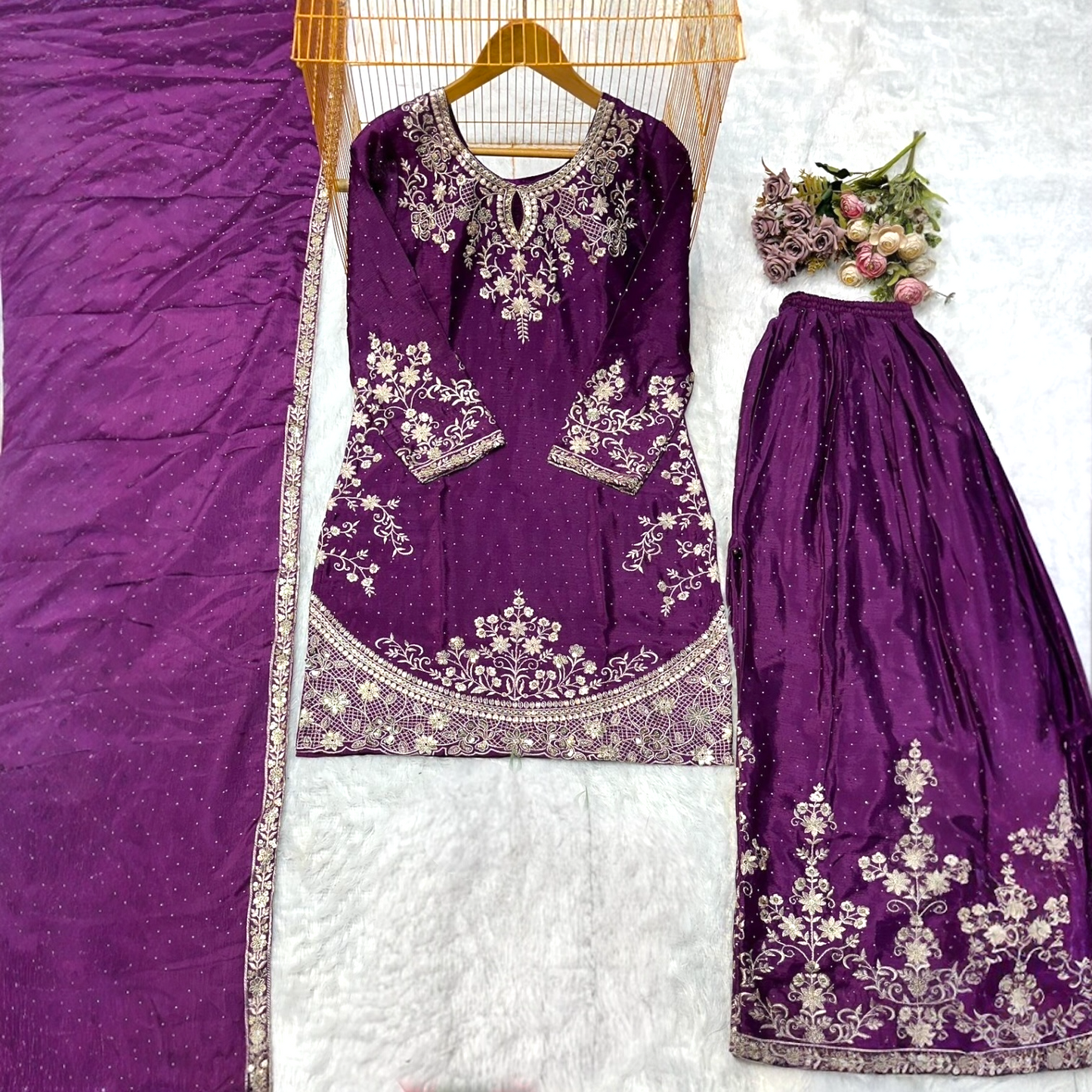 Plus size fancy designer sharara set