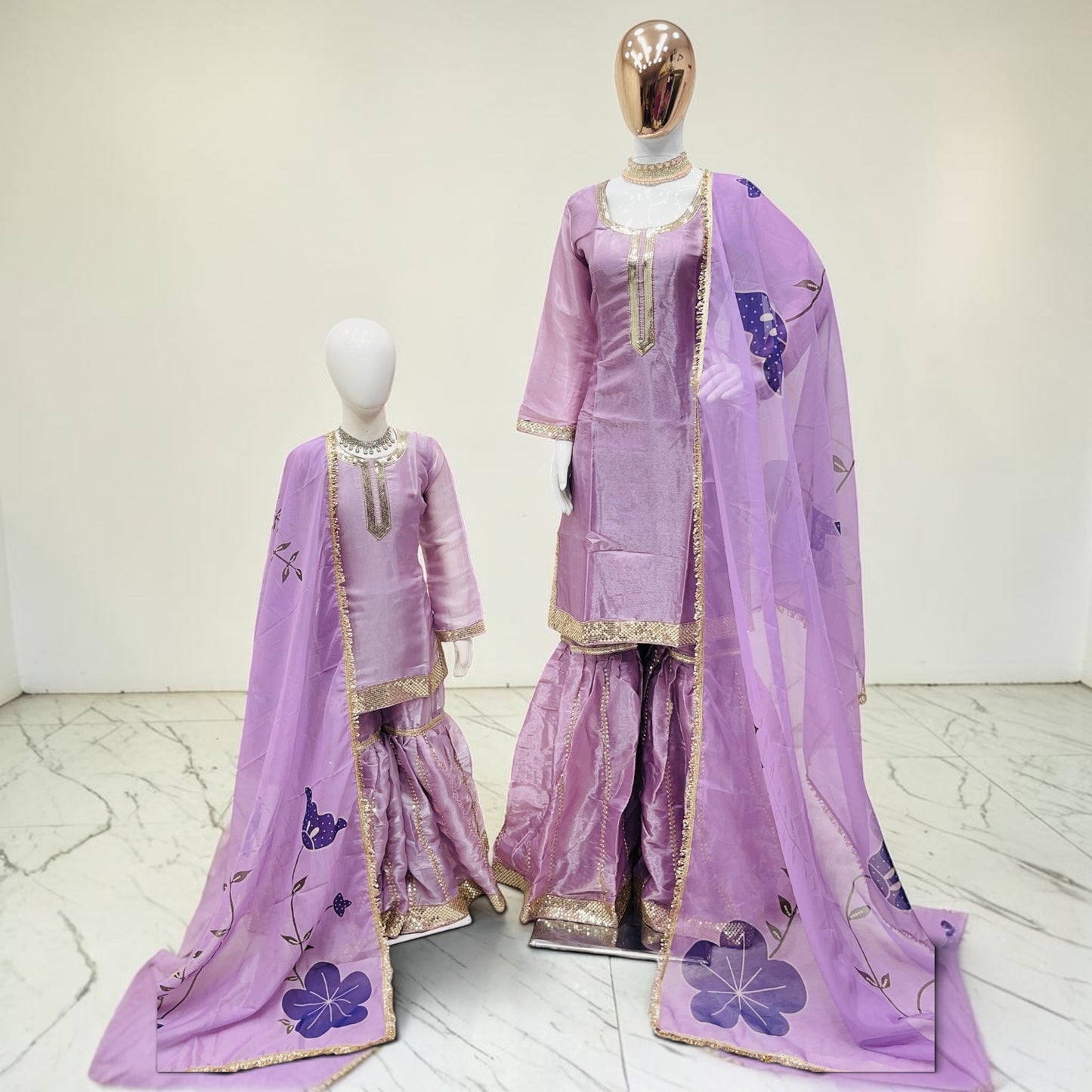 Mother-daughter sharara combo set