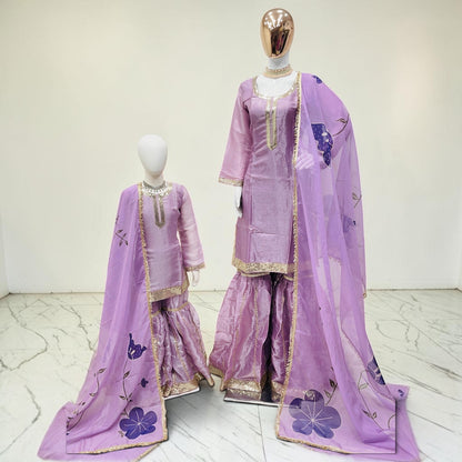 Mother-daughter sharara combo set