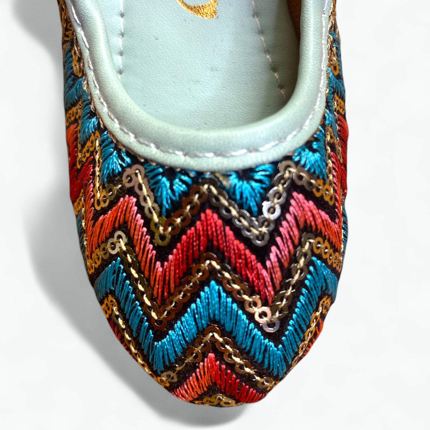 Zigzag Zari Work embroidered Shoes