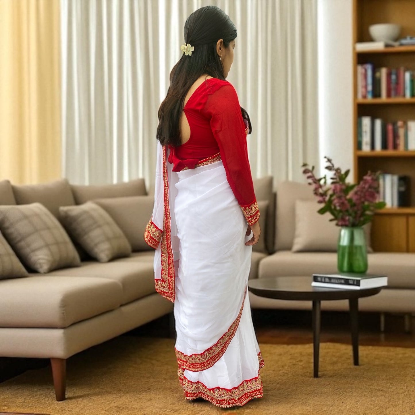 Ready to wear sada saubhagyavati sari and blouse set