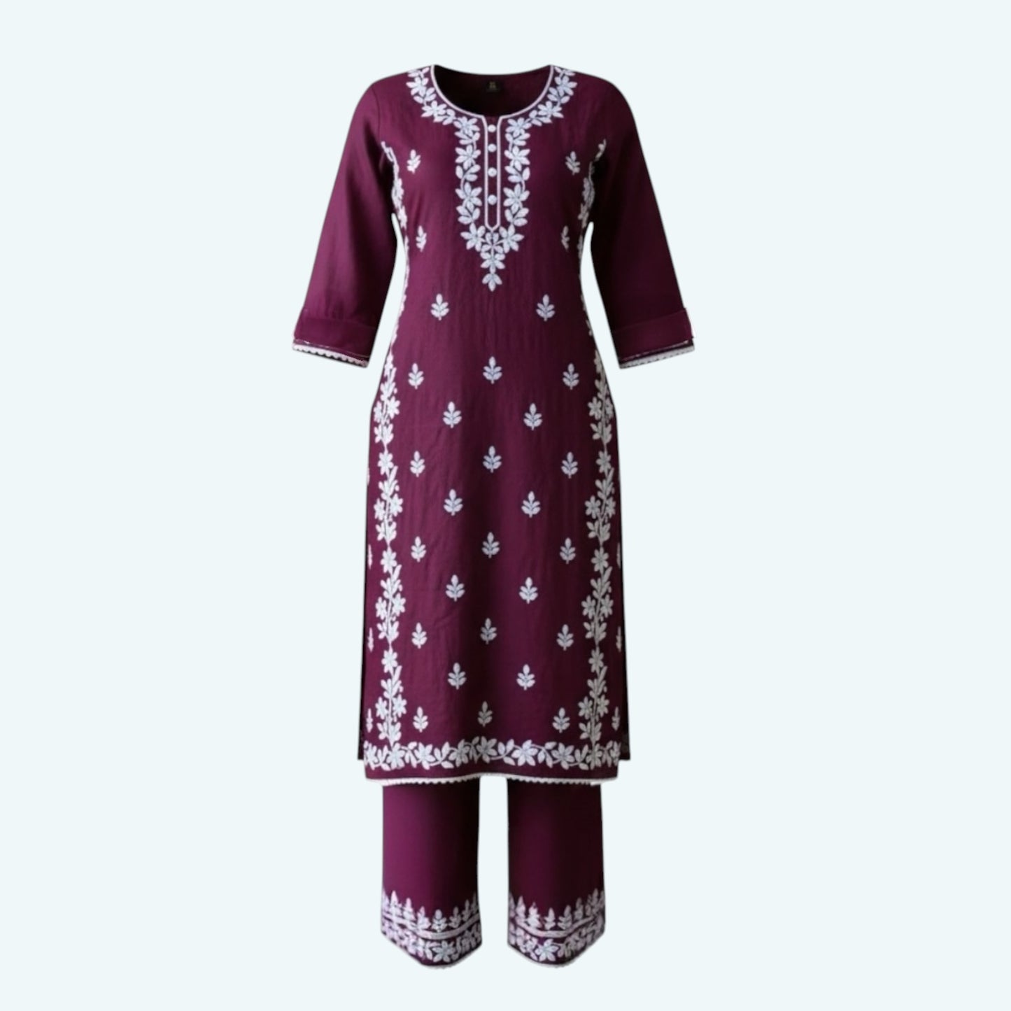 Plus size chikankari palazzo set