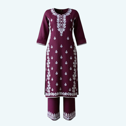 Plus size chikankari palazzo set