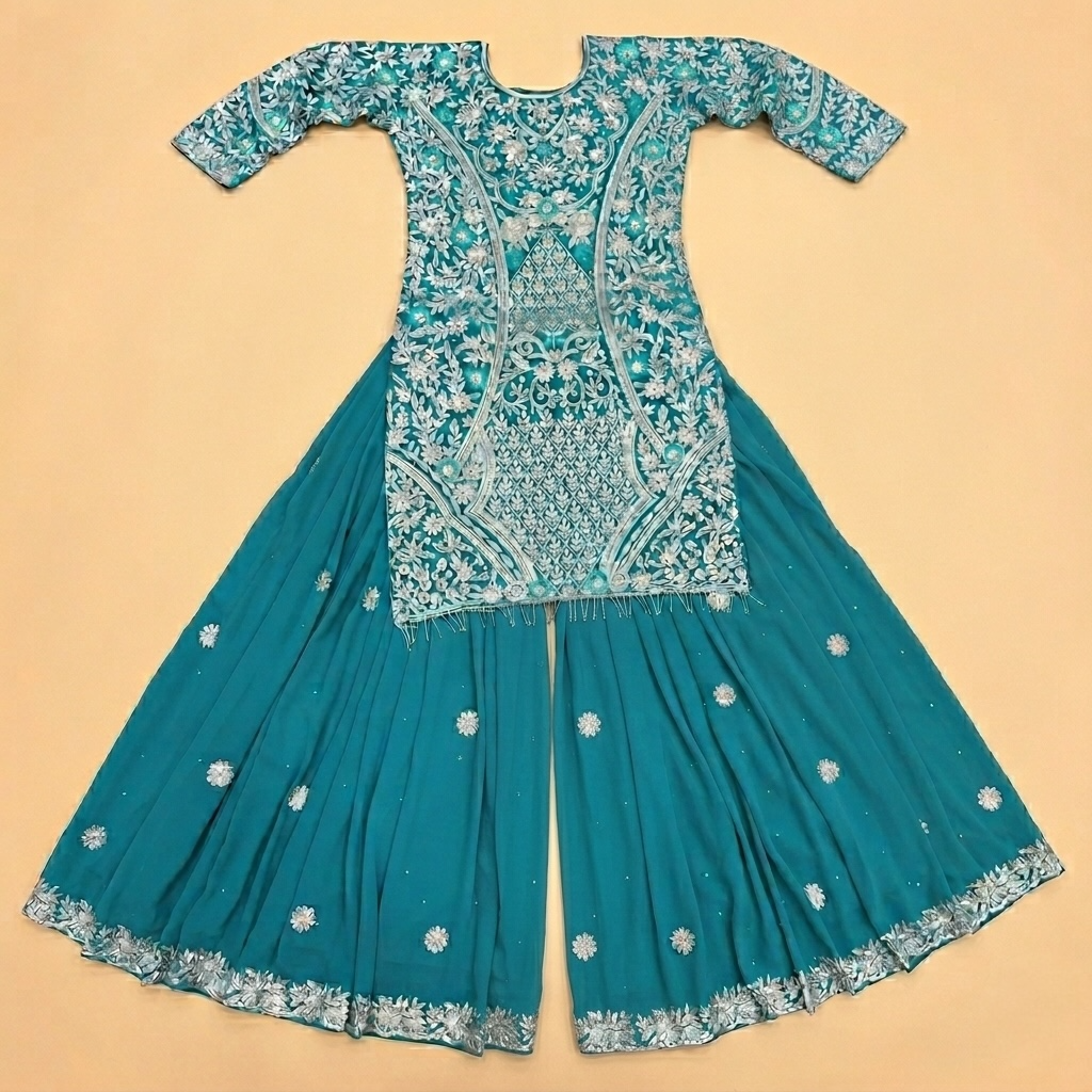 Heavy Embroidered and Stone Handwork Palazzo Suit Set
