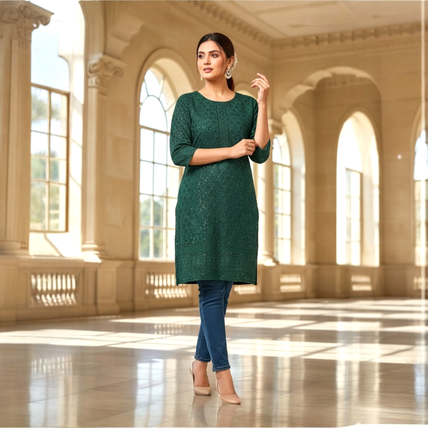Palak creation chikankari women’s kurti top only