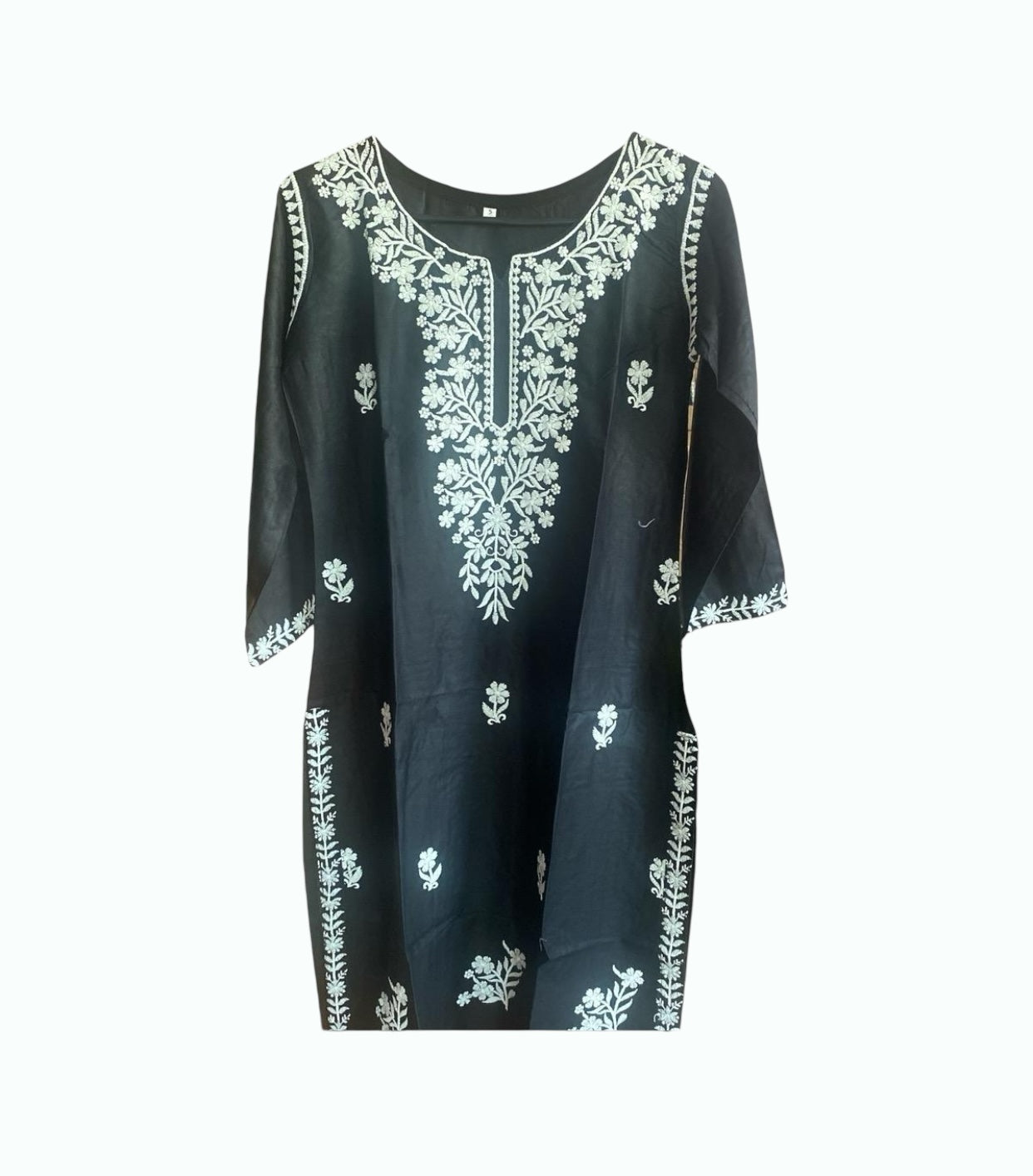 Rayon Lucknowi Chikankari Work Straight Kurta Palazzo Set