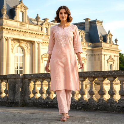 Chikankari stitched co-ord set