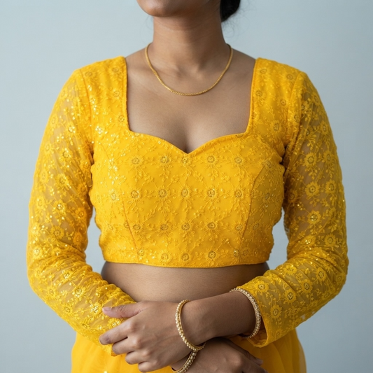 Festive style embroidered and sequined blouse