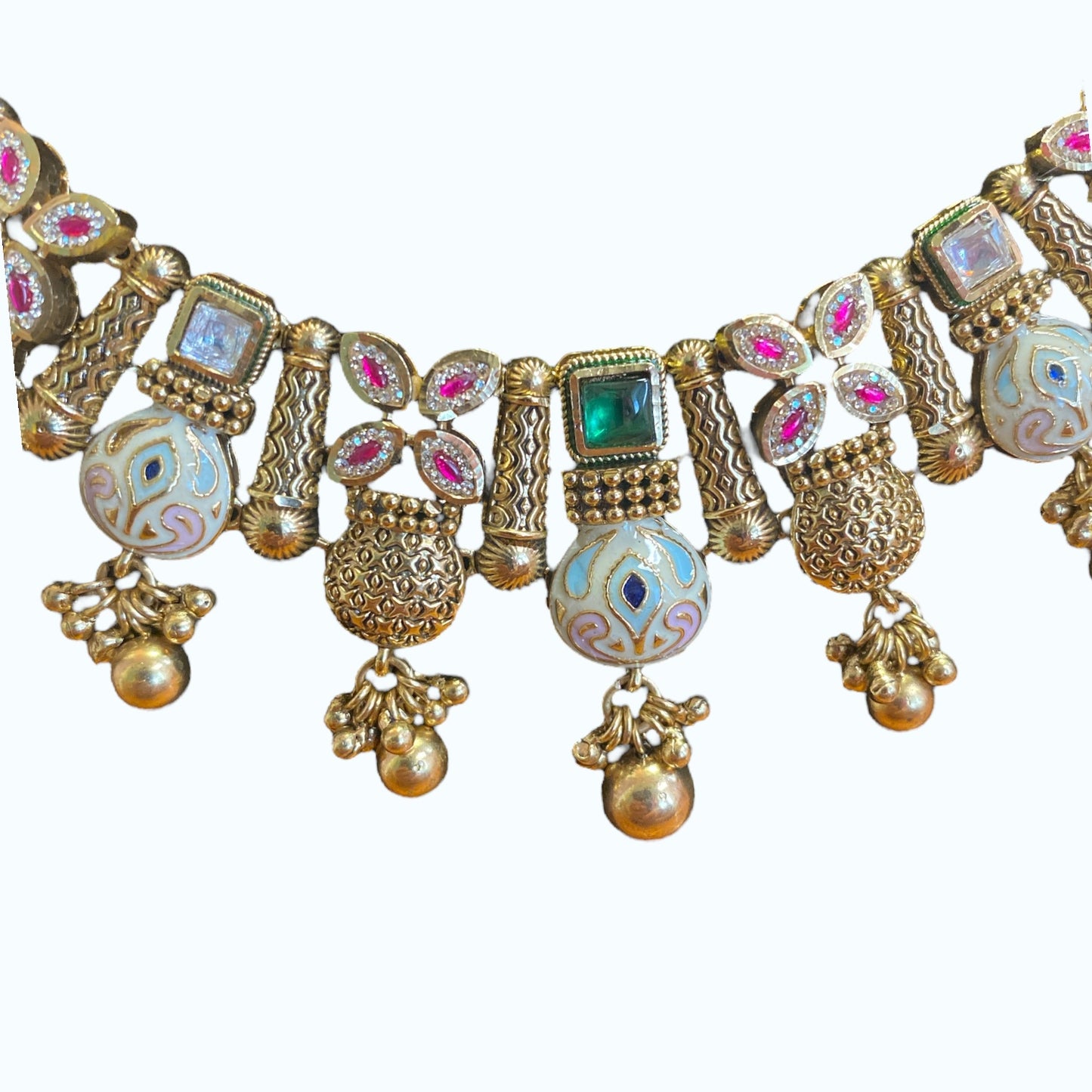 Ethnic looks temple necklace and earrings set