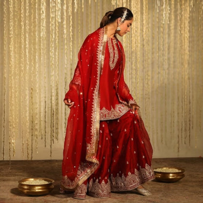 Karachi Style special Sequence and thread Work skirt kurta set