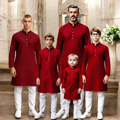 Chikankari father-son family combo set