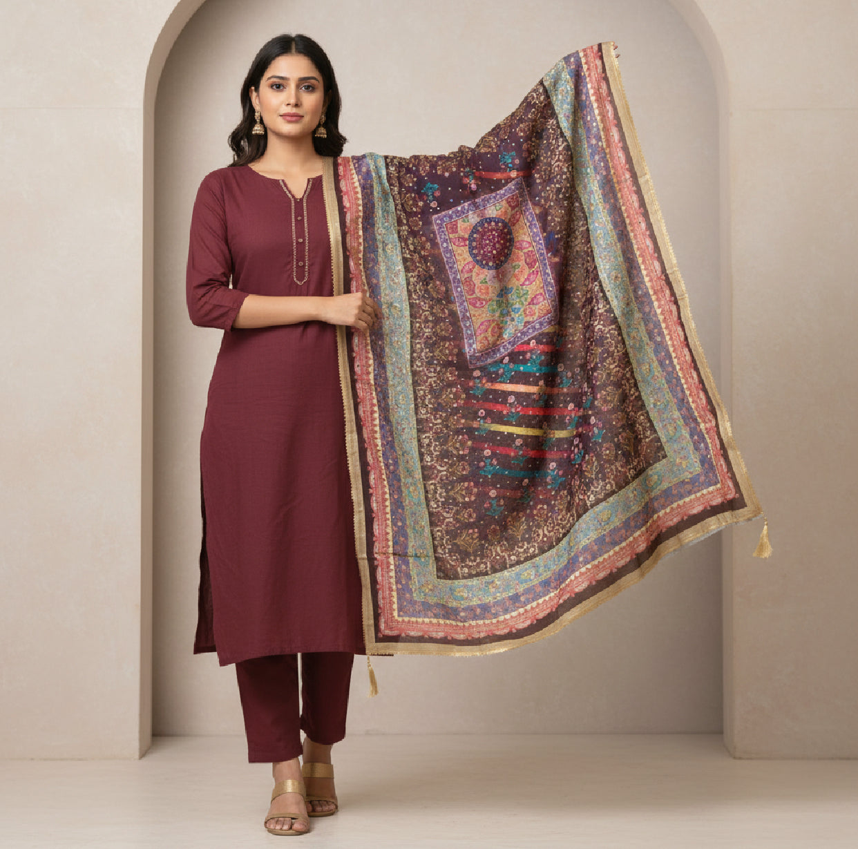 Digital print mirror dupatta only