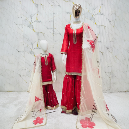 Mother-daughter sharara combo set