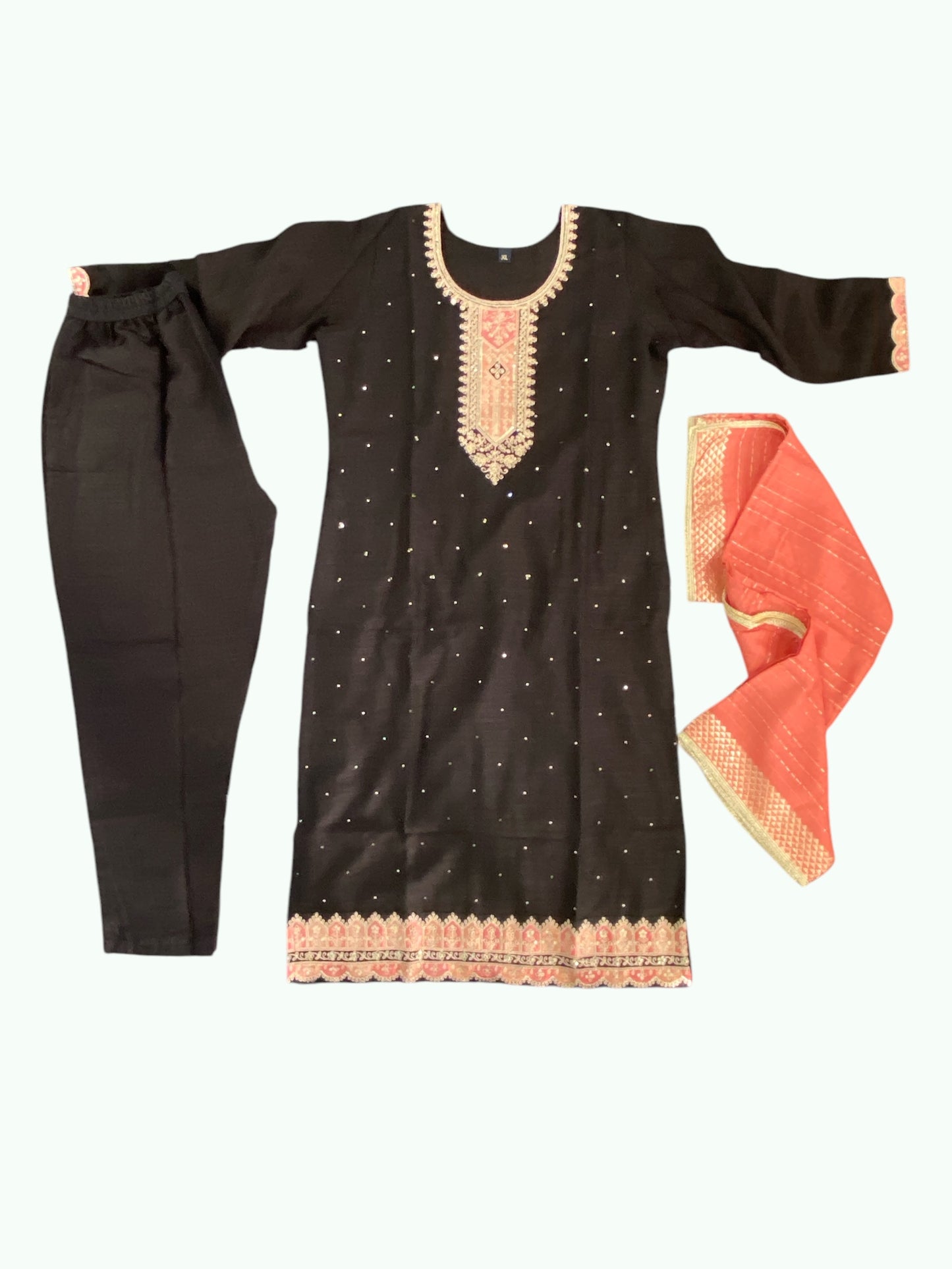 Black silk kurta set