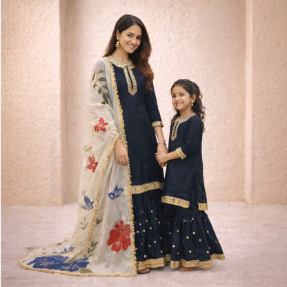 Mother-daughter sharara combo set