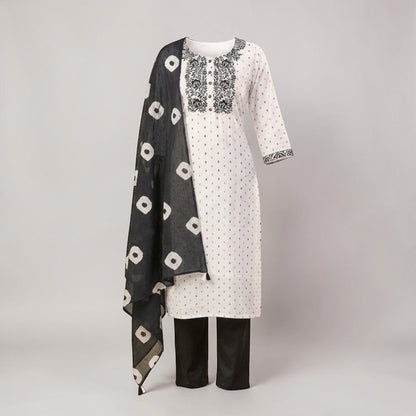 Ivory Floret Straight-Cut kurta set